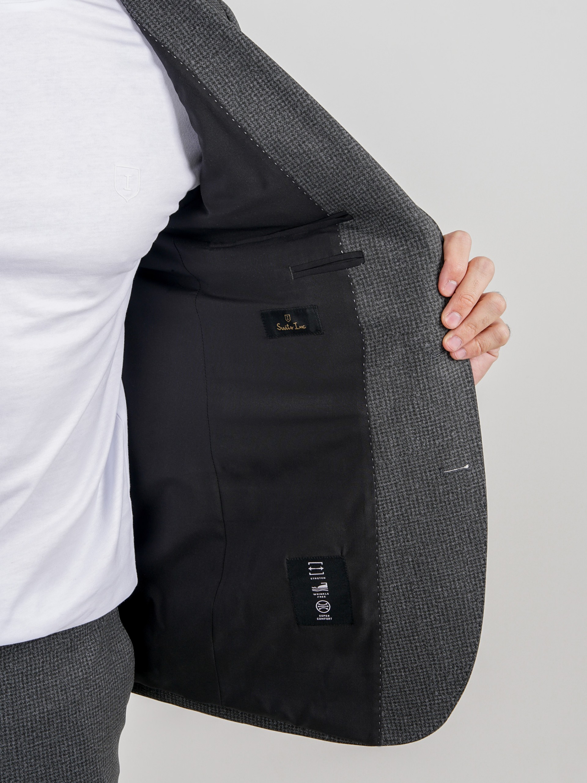 Traje elástico slim fit micro estampado