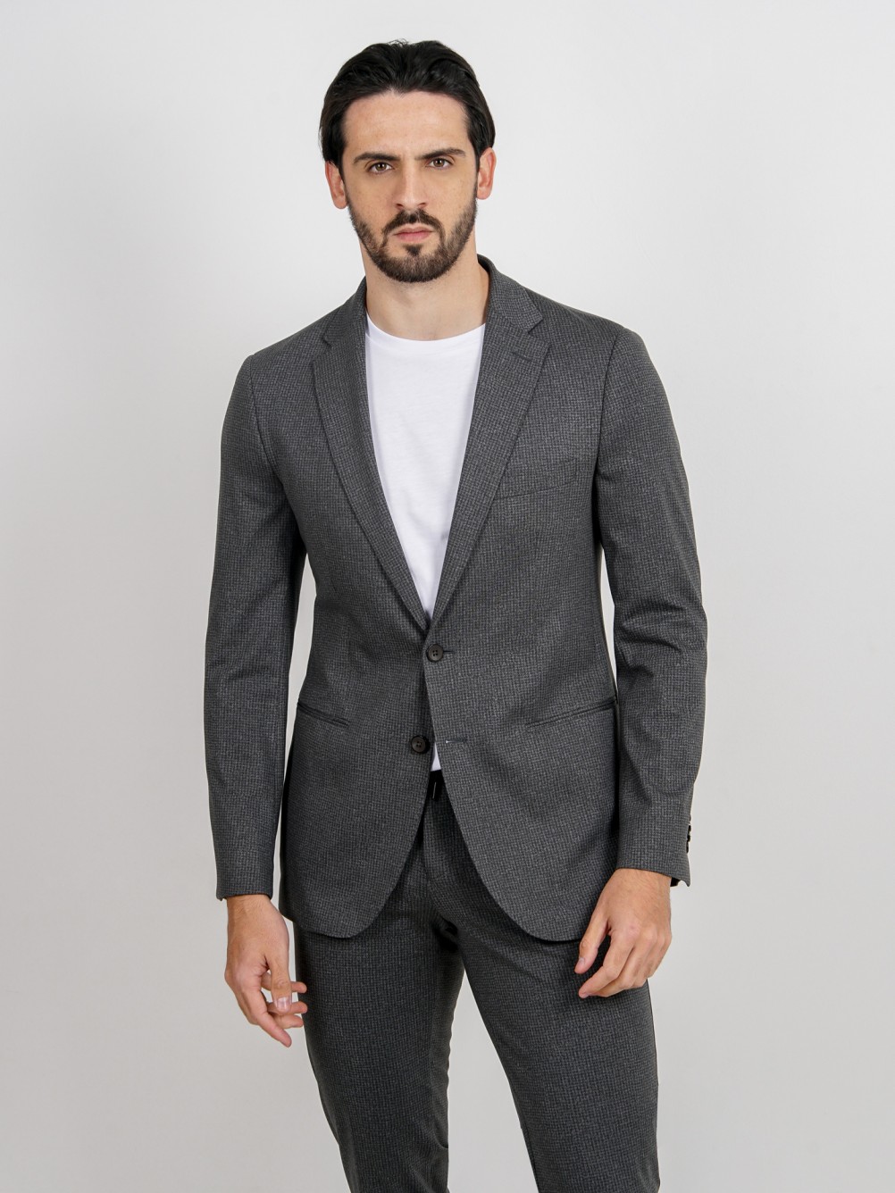 Traje elástico slim fit micro estampado