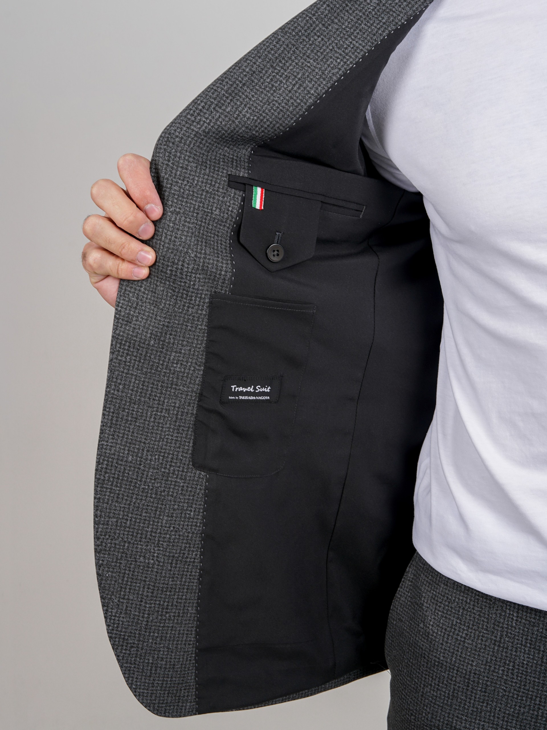 Traje elástico slim fit micro estampado