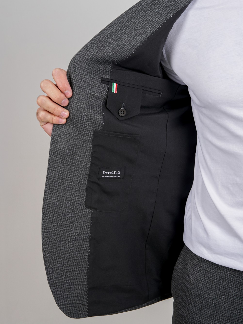 Traje elástico slim fit micro estampado