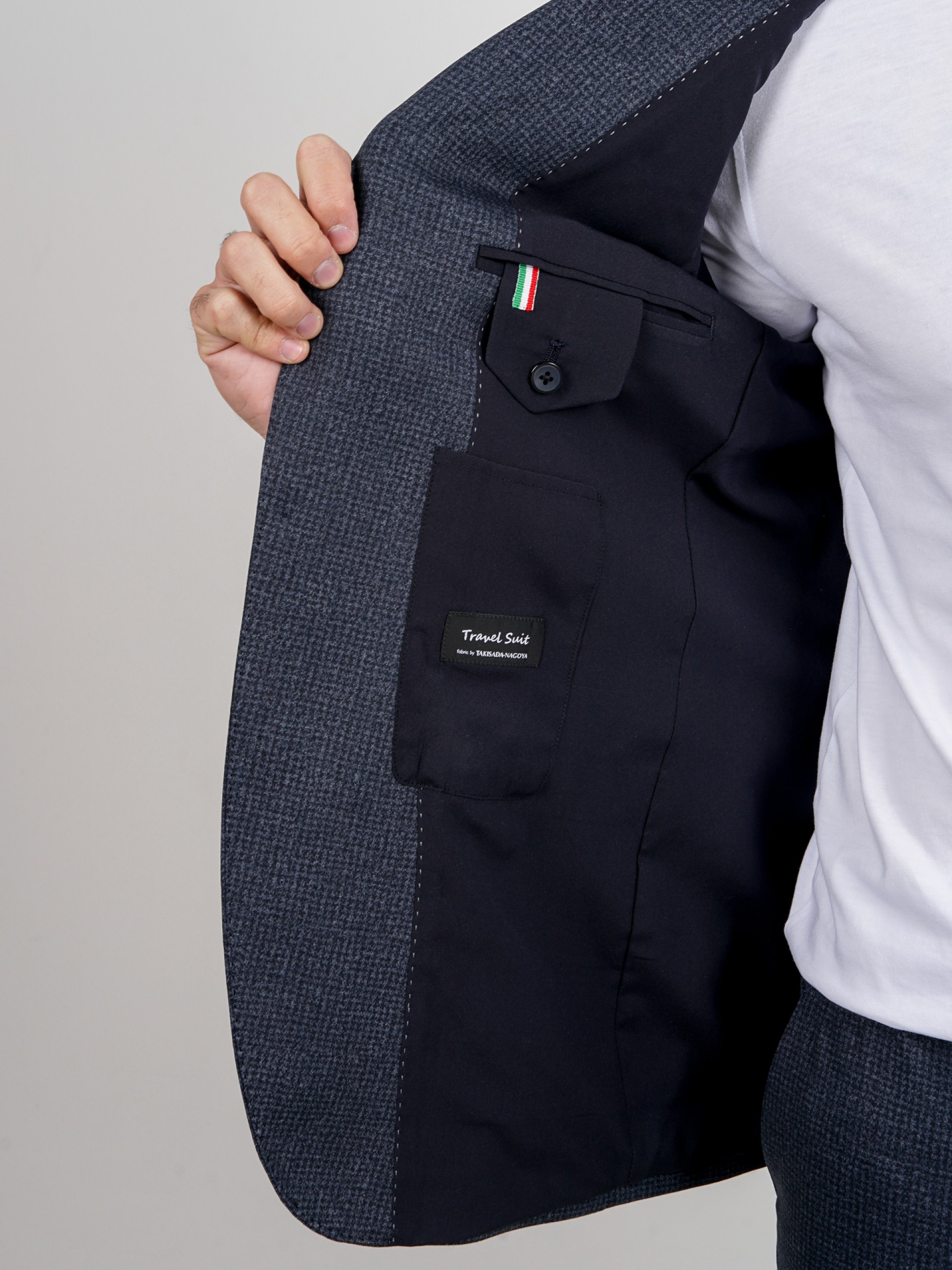 Traje elástico slim fit micro estampado