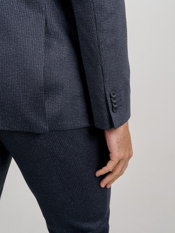 Micro pattern elasticated slim fit suit b-tech