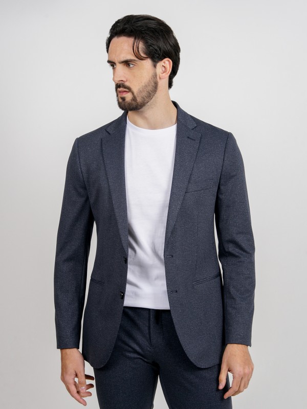 Fato slim fit elástico micro padrão Fato slim fit elástico micro padrão