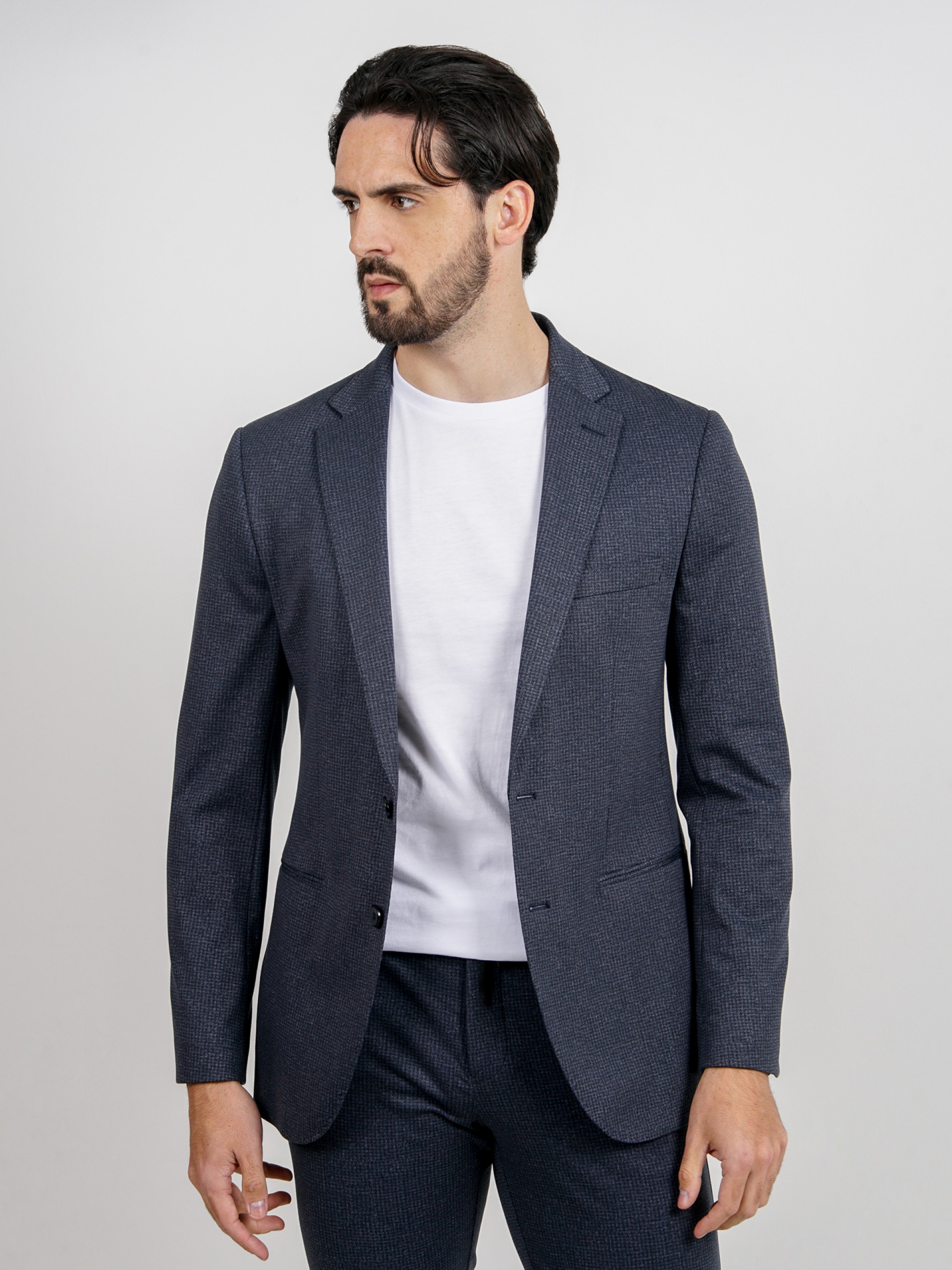 Traje elástico slim fit micro estampado