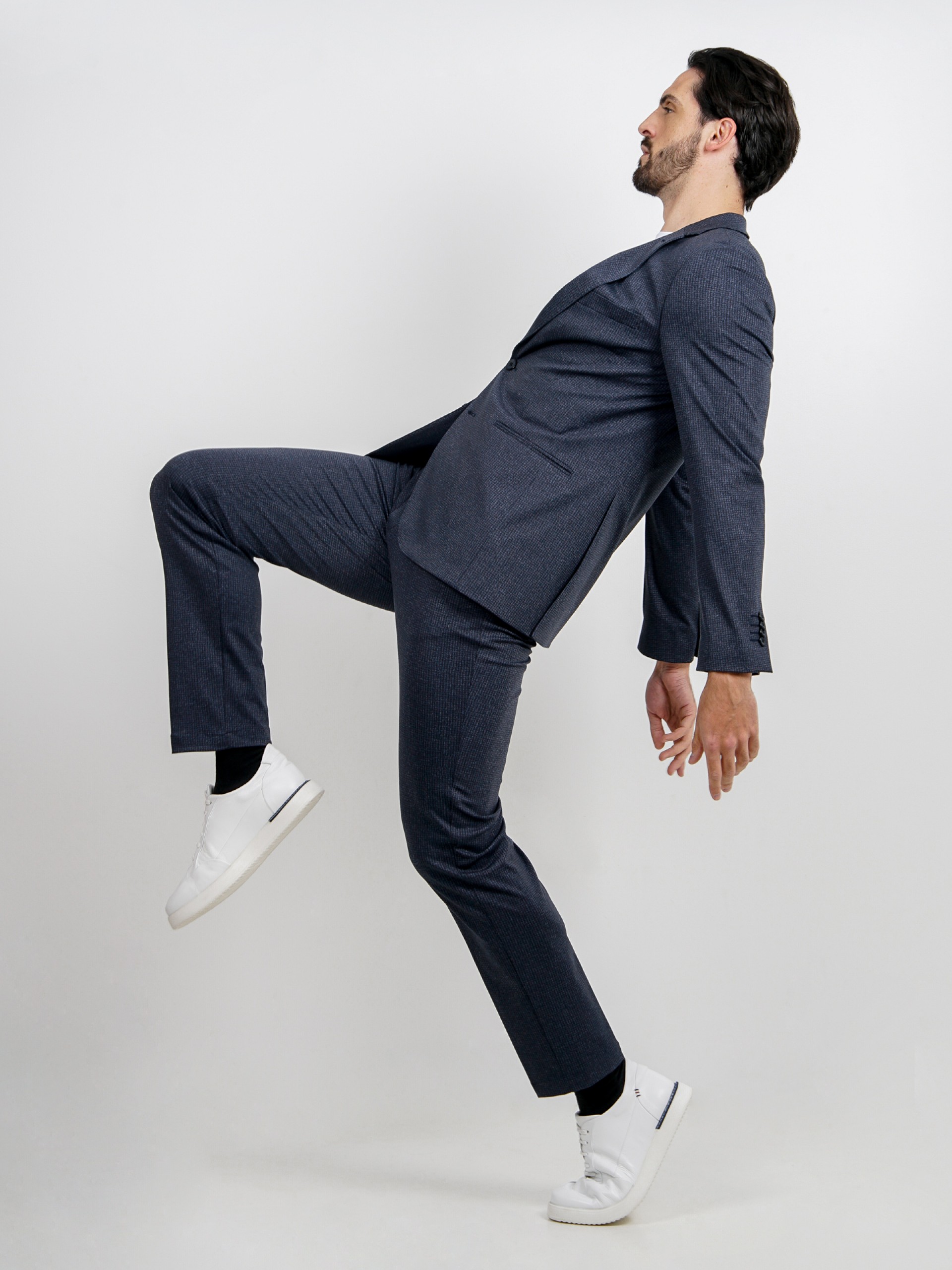 Traje elástico slim fit micro estampado