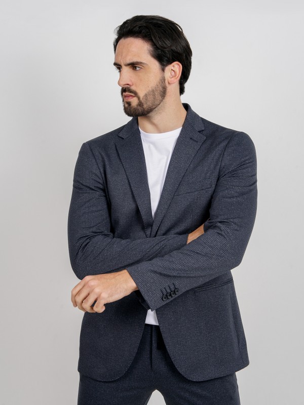 Fato slim fit elástico micro padrão Fato slim fit elástico micro padrão