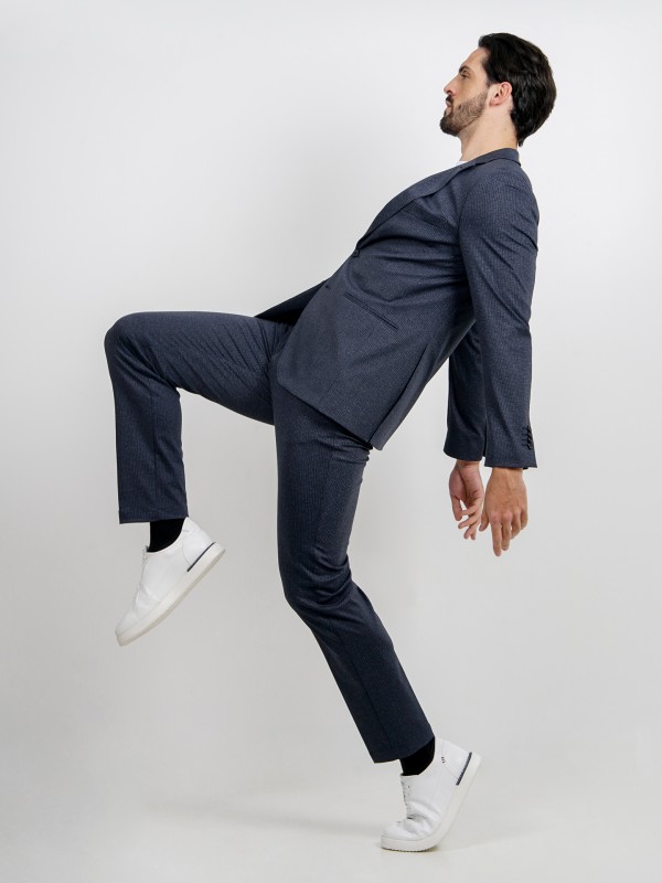 Traje elstico slim fit micro estampado