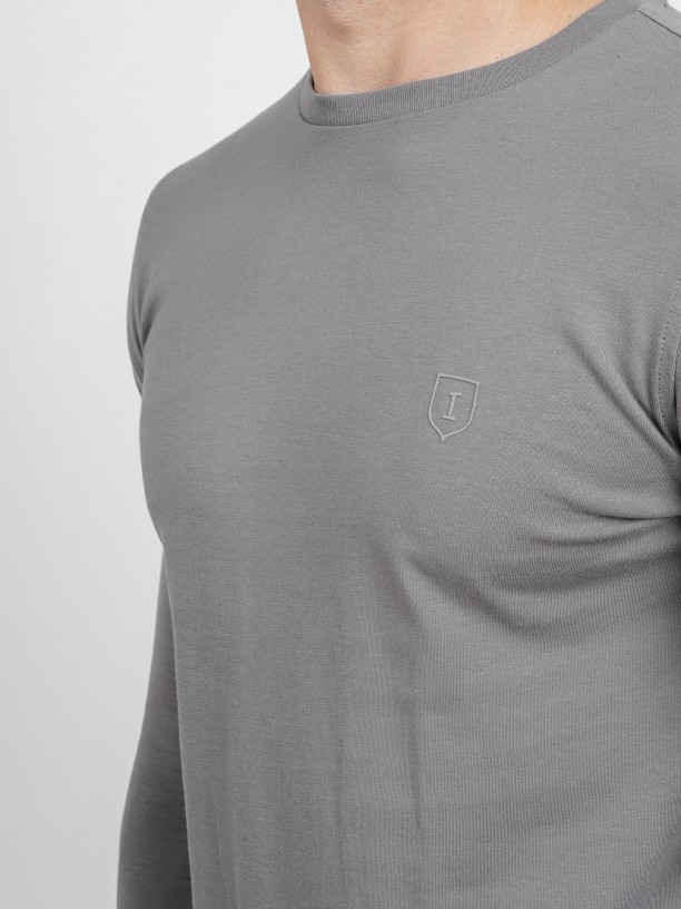T-shirt lisa algodão manga comprida