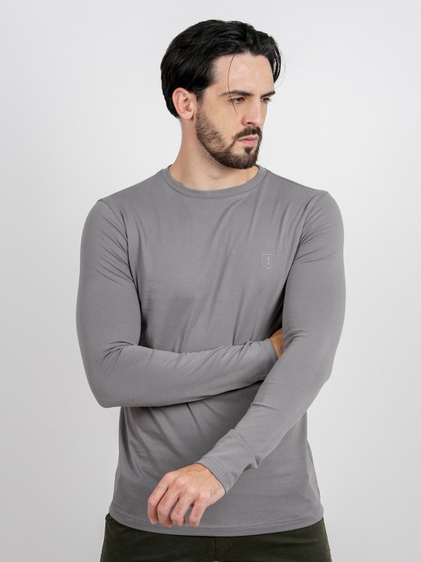 Cotton plain long sleeve t-shirt