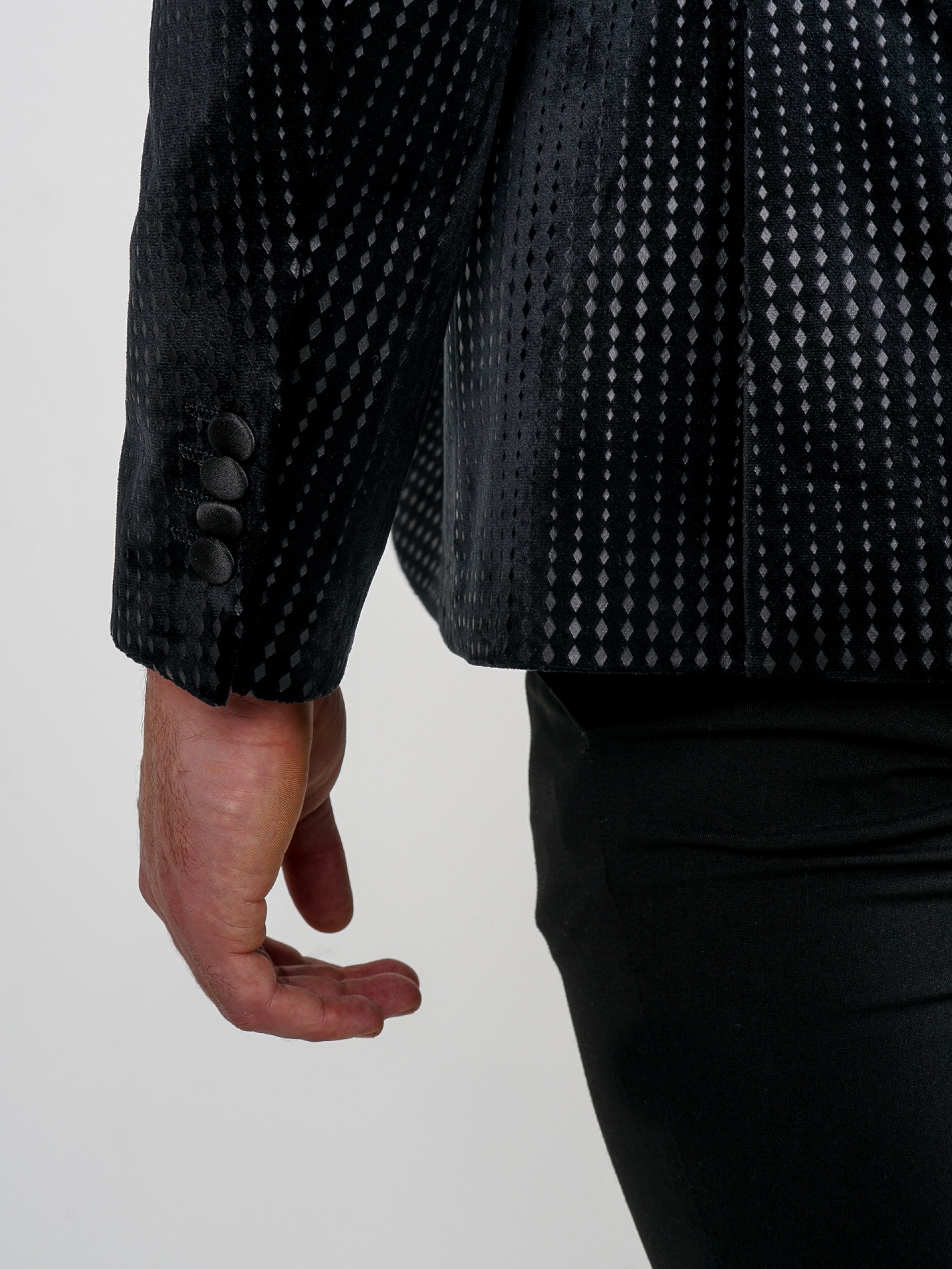 Blazer de veludo slim fit com padrão