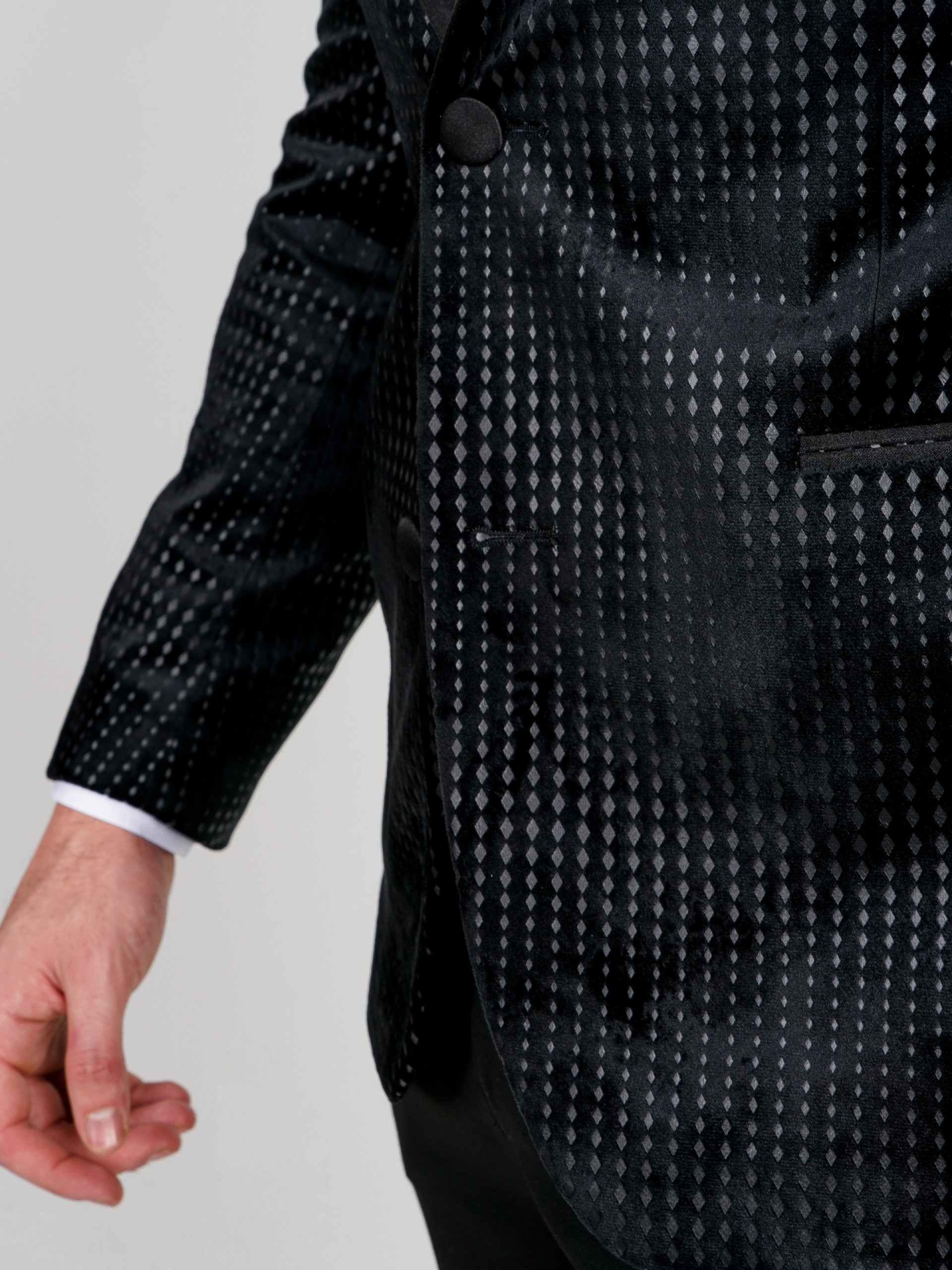 Blazer de veludo slim fit com padrão