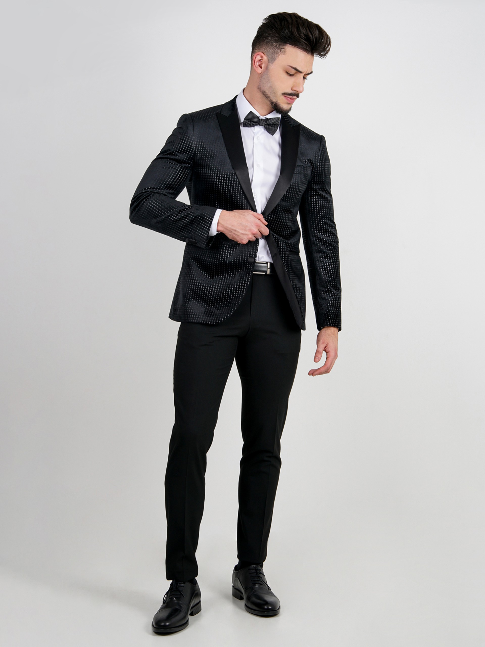 Blazer de veludo slim fit com padrão