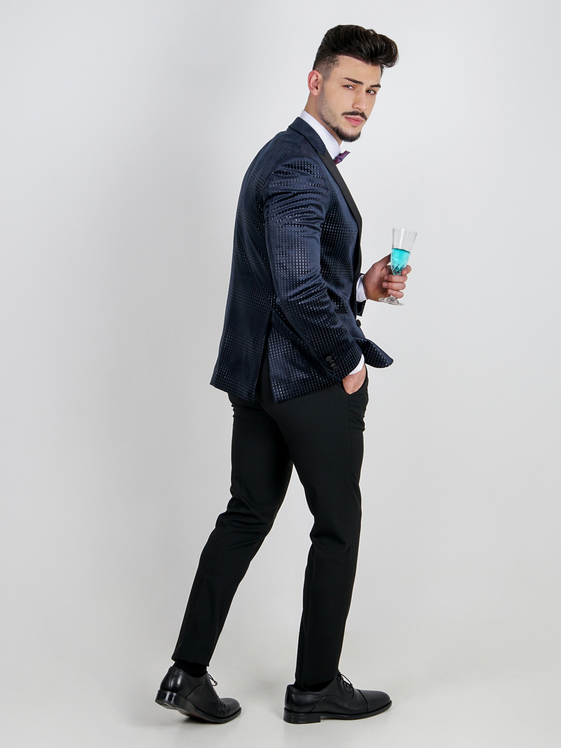 Blazer de veludo slim fit com padrão