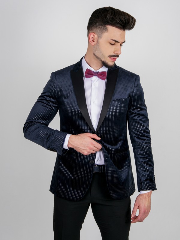 Blazer de veludo slim fit com padrão Blazer de veludo slim fit com padrão