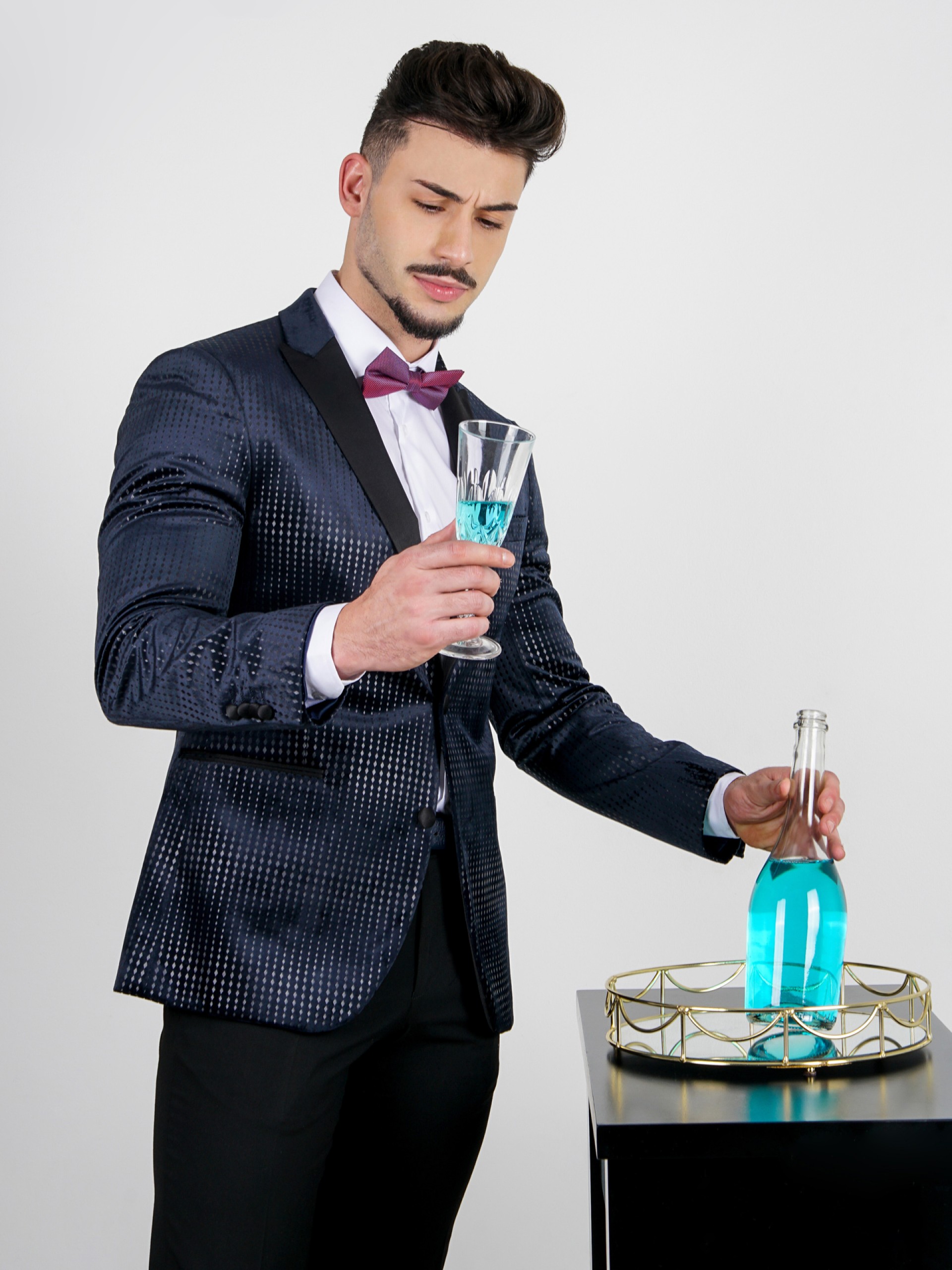 Blazer de veludo slim fit com padrão