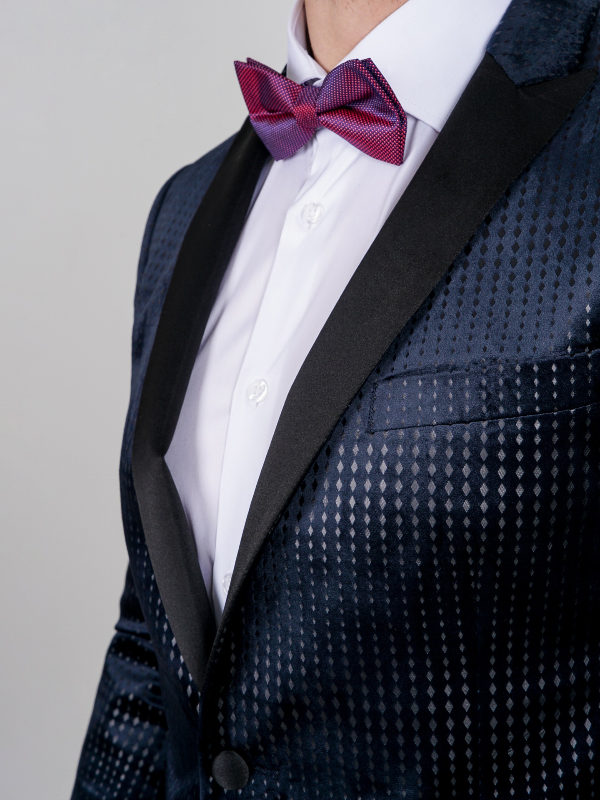 Blazer de veludo slim fit com padrão