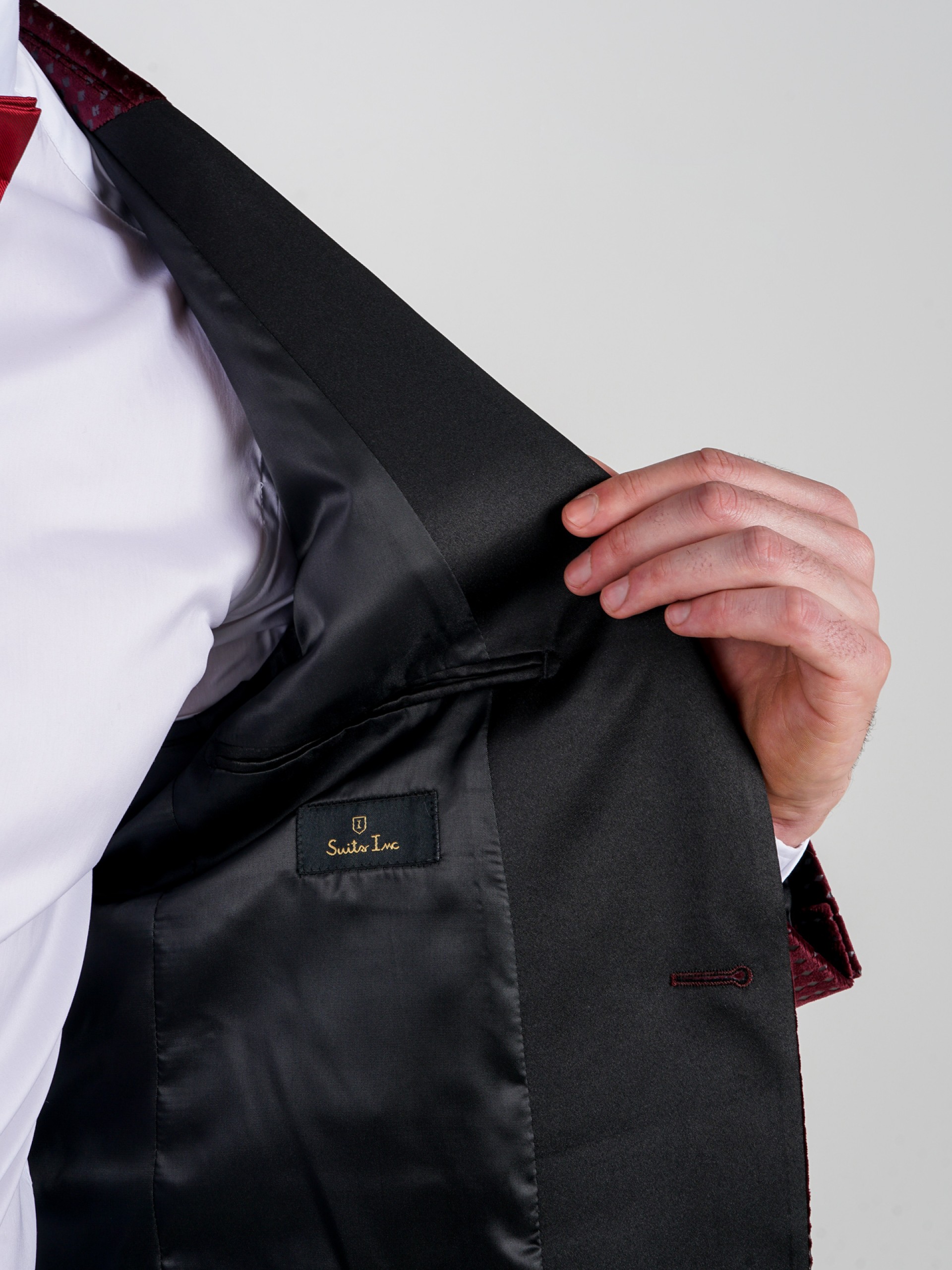 Blazer de veludo slim fit com padrão