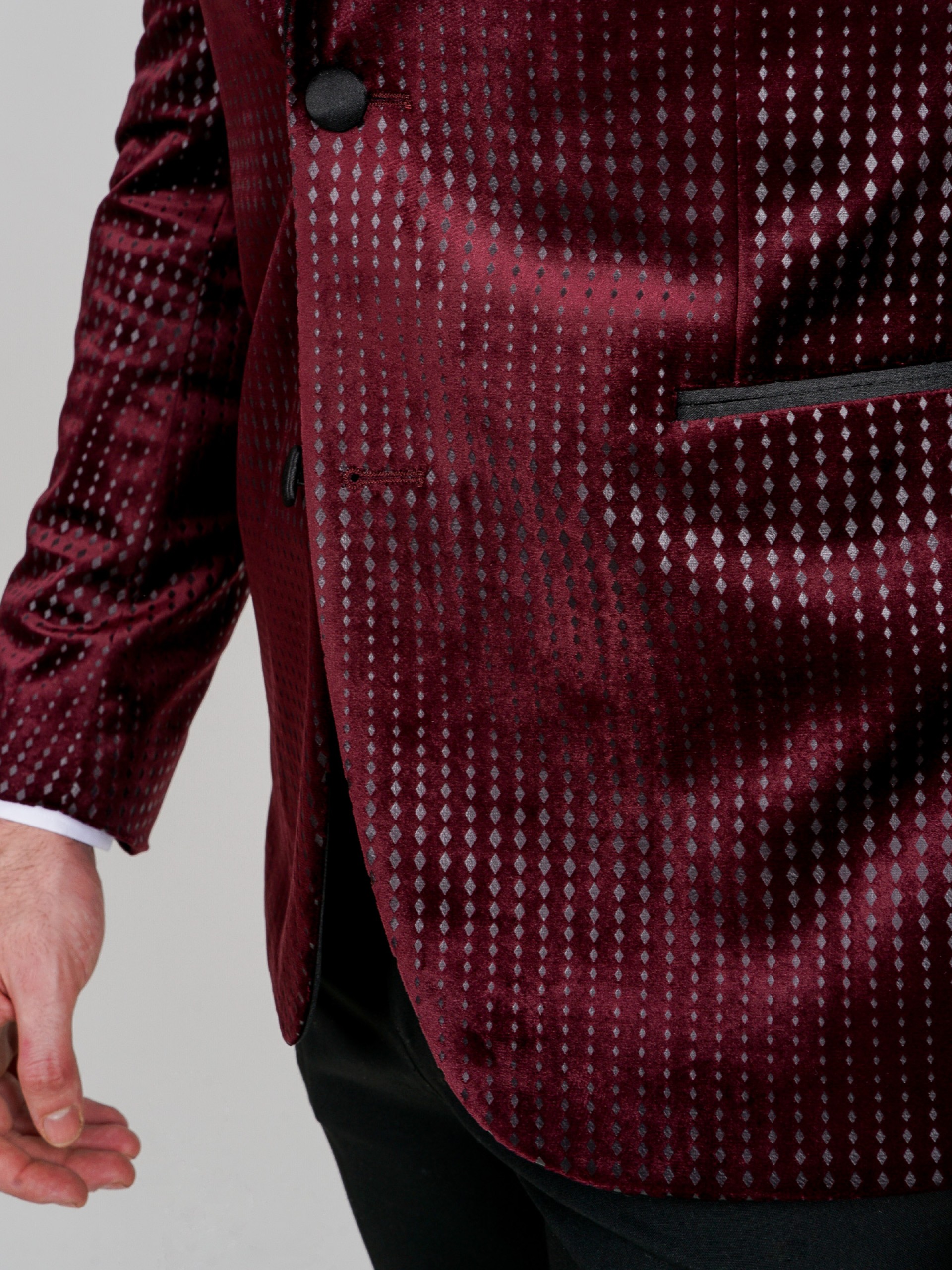 Blazer de veludo slim fit com padrão