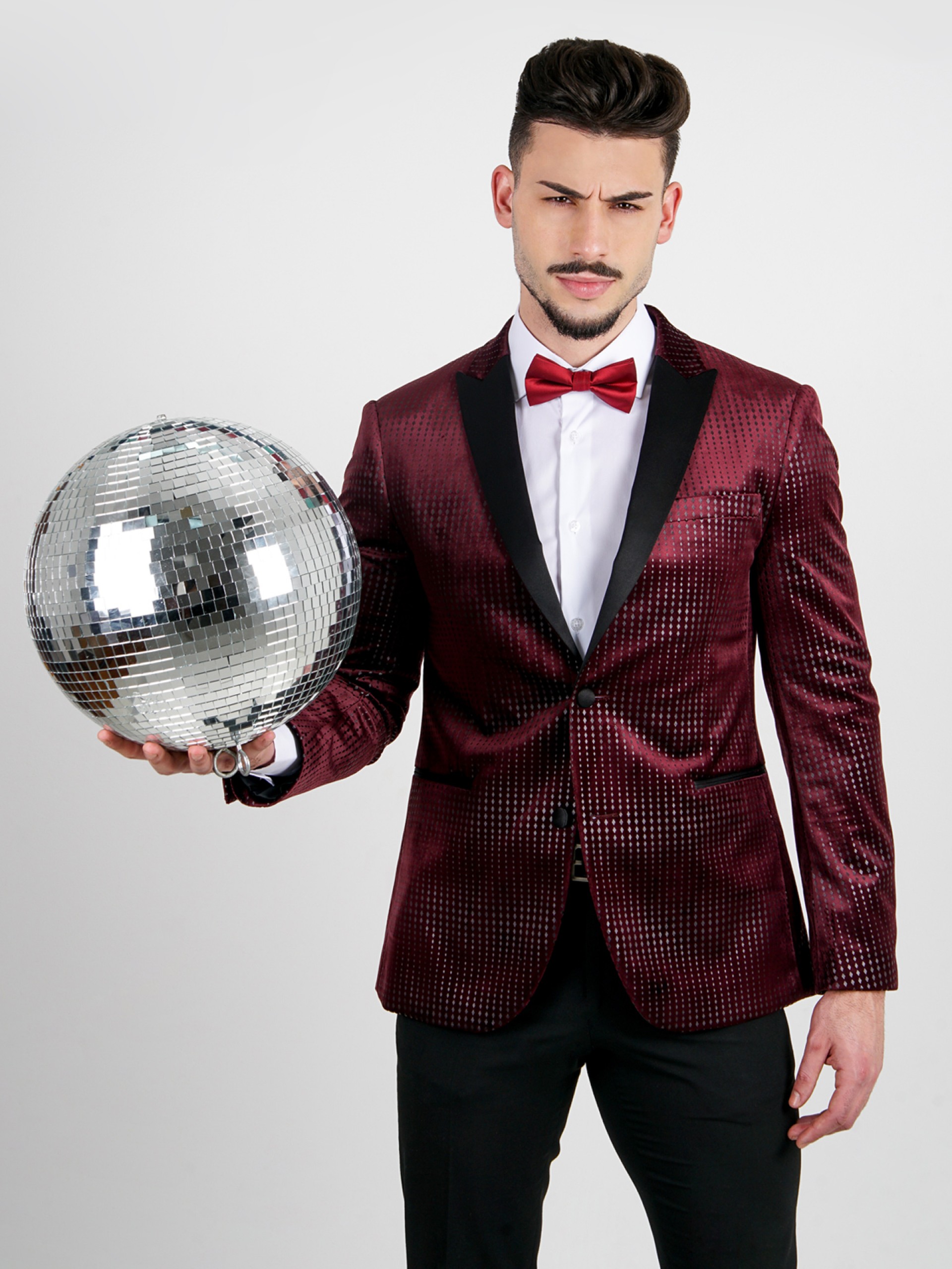 Blazer de veludo slim fit com padrão