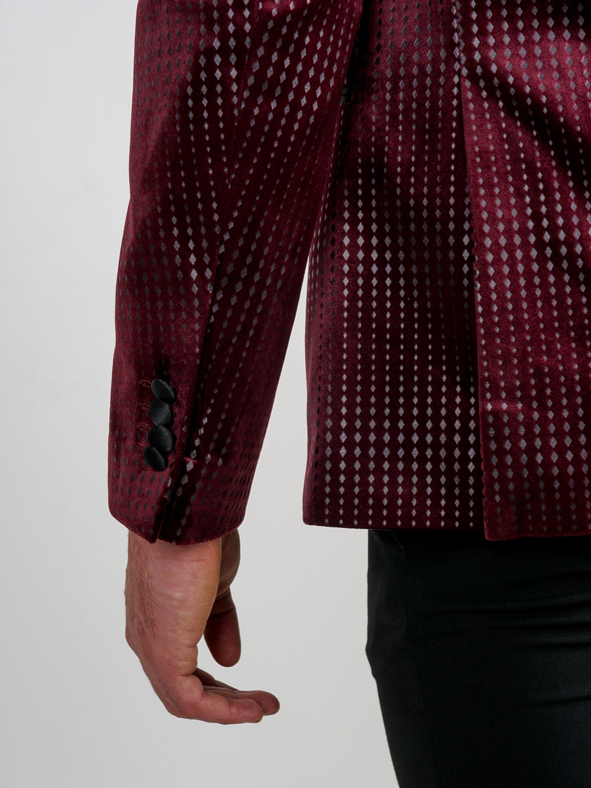 Blazer de veludo slim fit com padrão