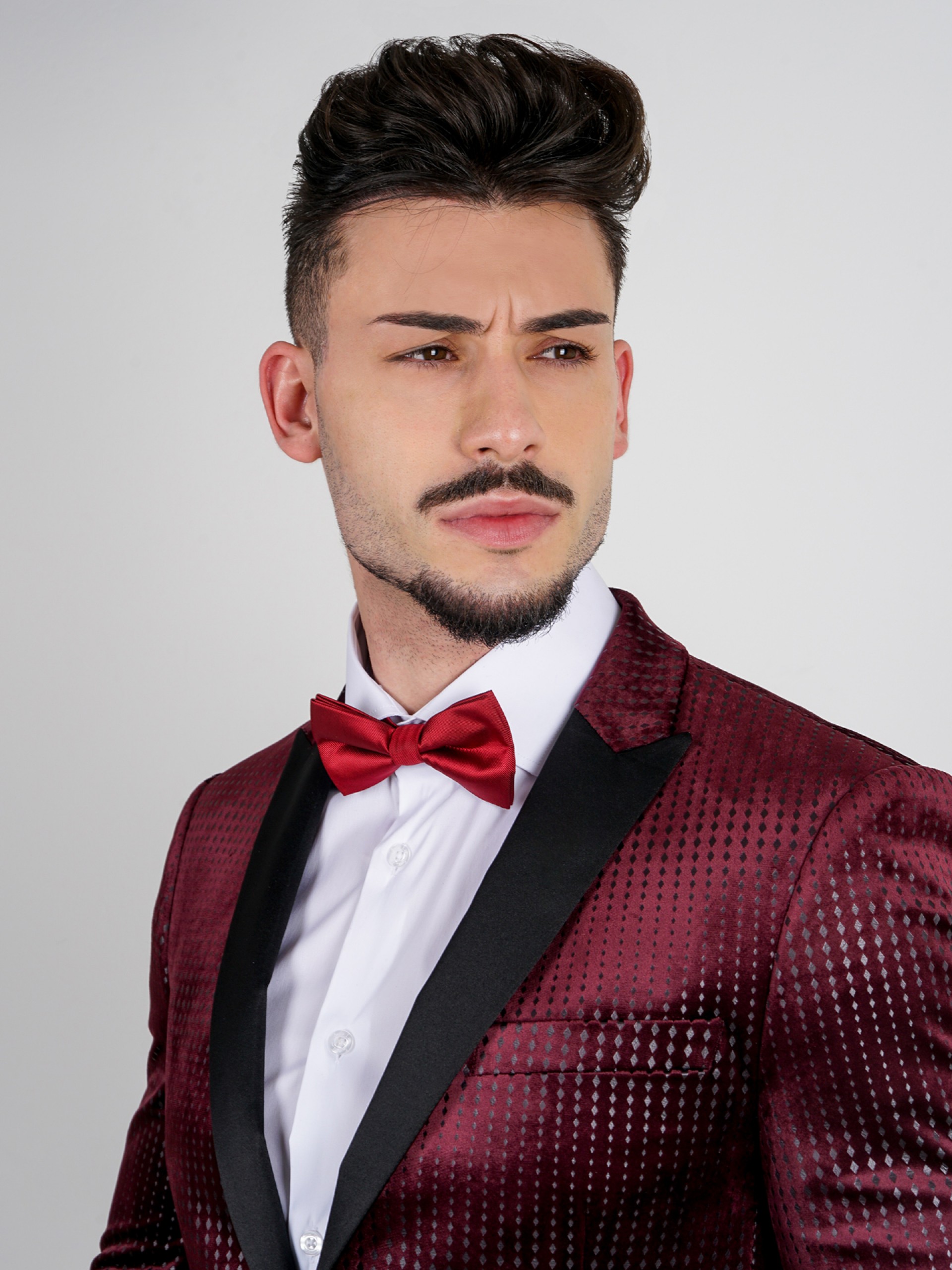 Blazer de veludo slim fit com padrão