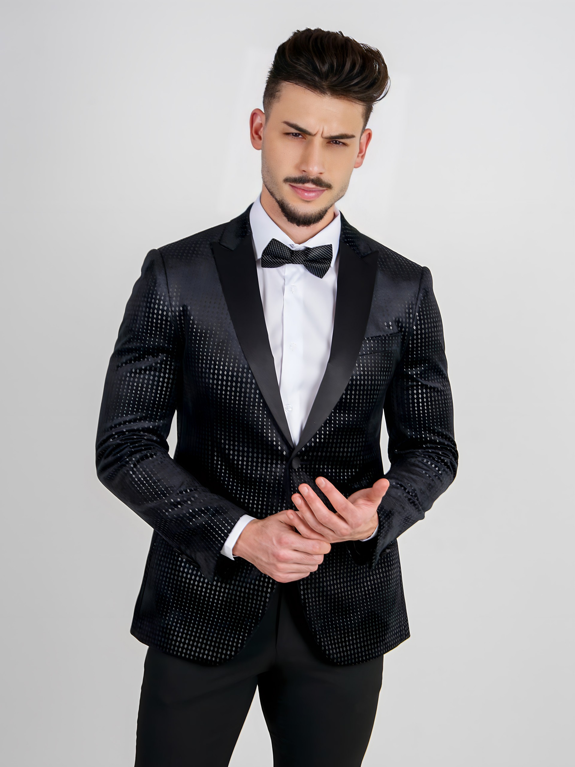 Blazer de veludo slim fit com padrão
