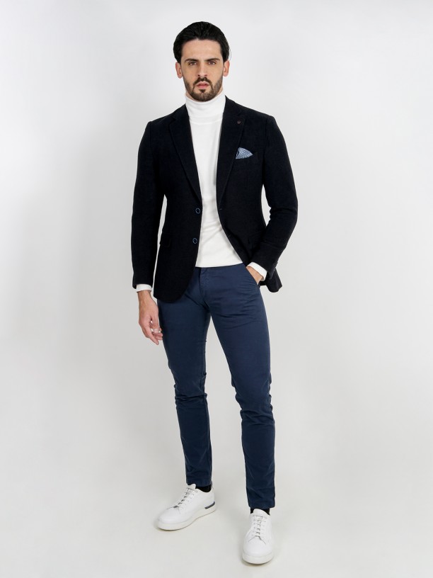 Wool and cotton knitted blazer