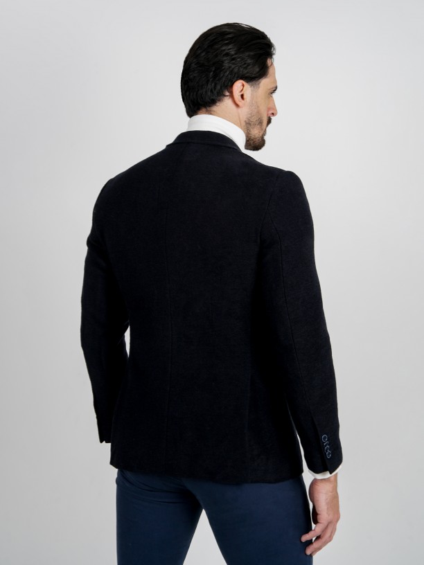 Wool and cotton knitted blazer