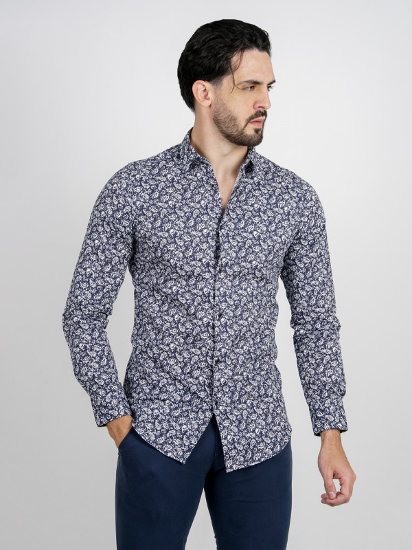 Camisa de algodo padro folhas