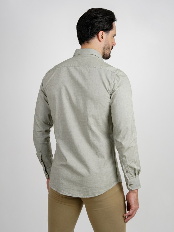 Cotton plain shirt with pocket
