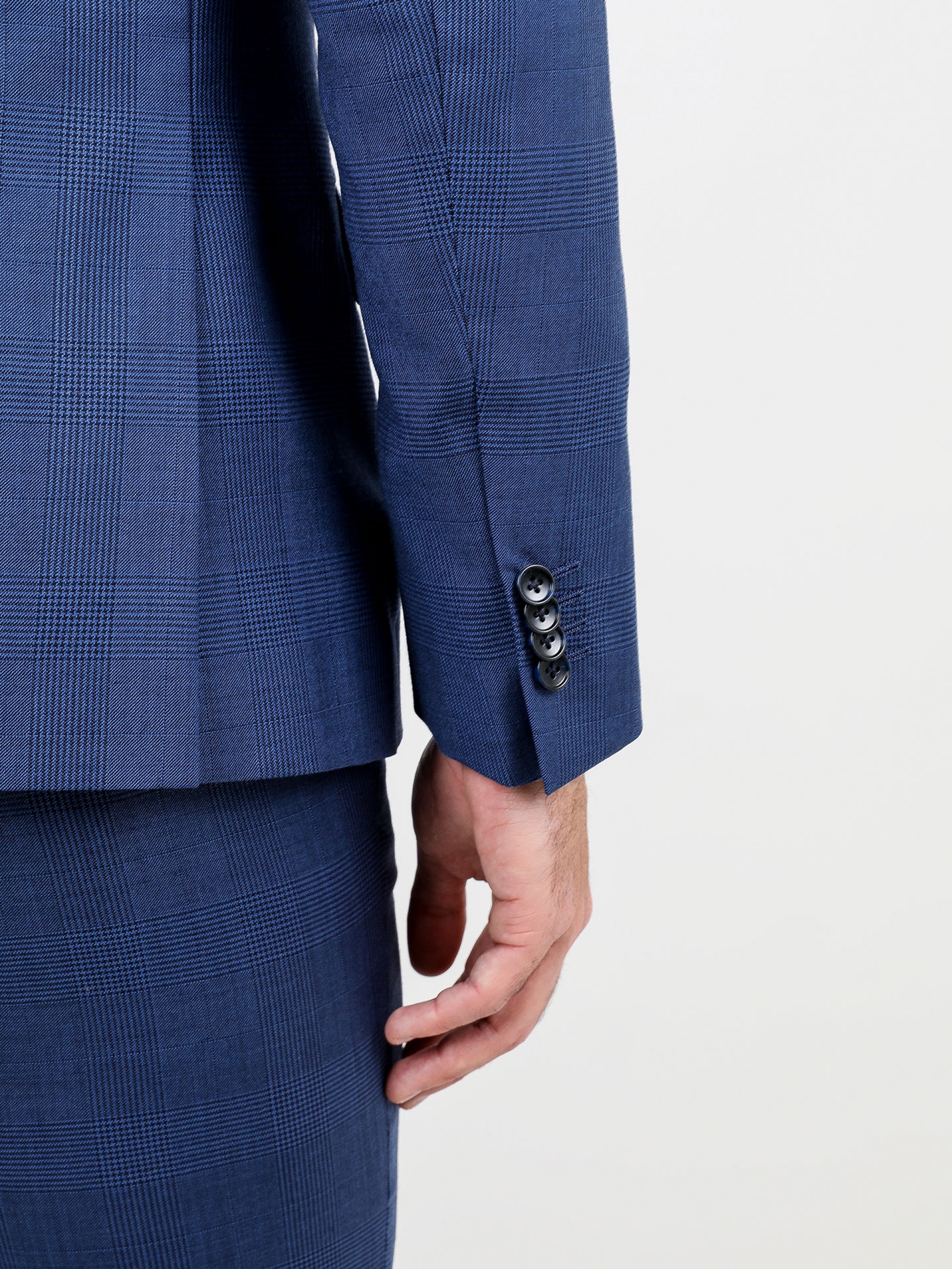 Fato de padrão xadrez regular fit com colete