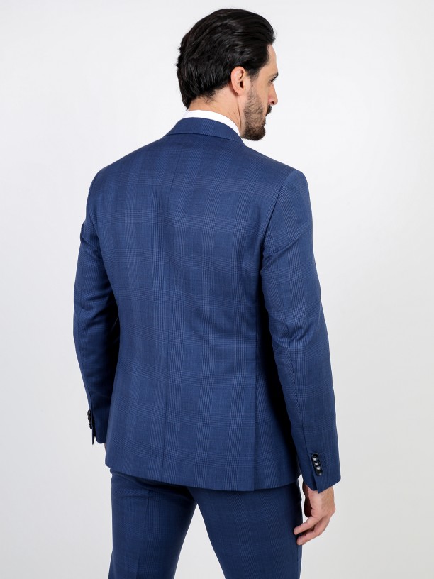 Regular fit plaid pattern suit with waistcoat