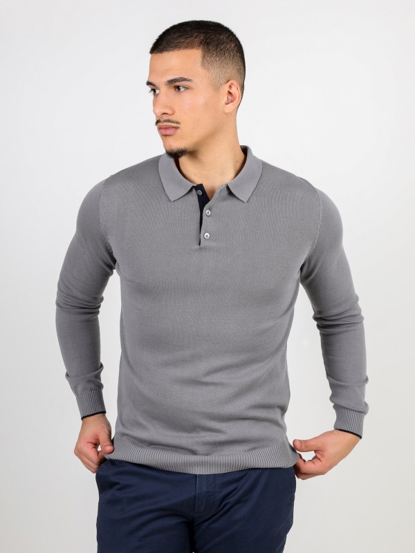 100% cotton long sleeve knitted polo