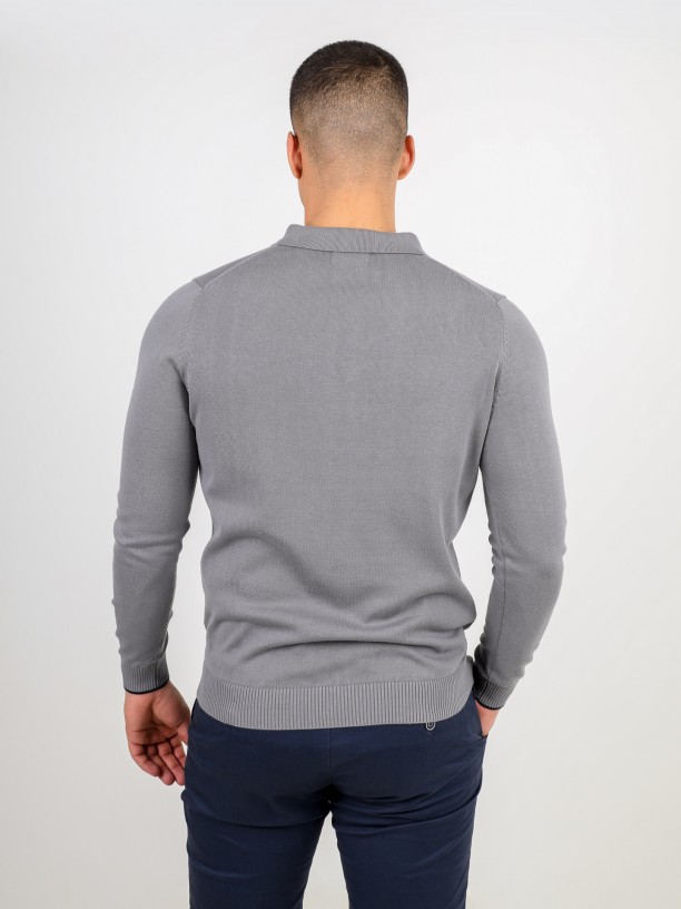 100% cotton long sleeve knitted polo