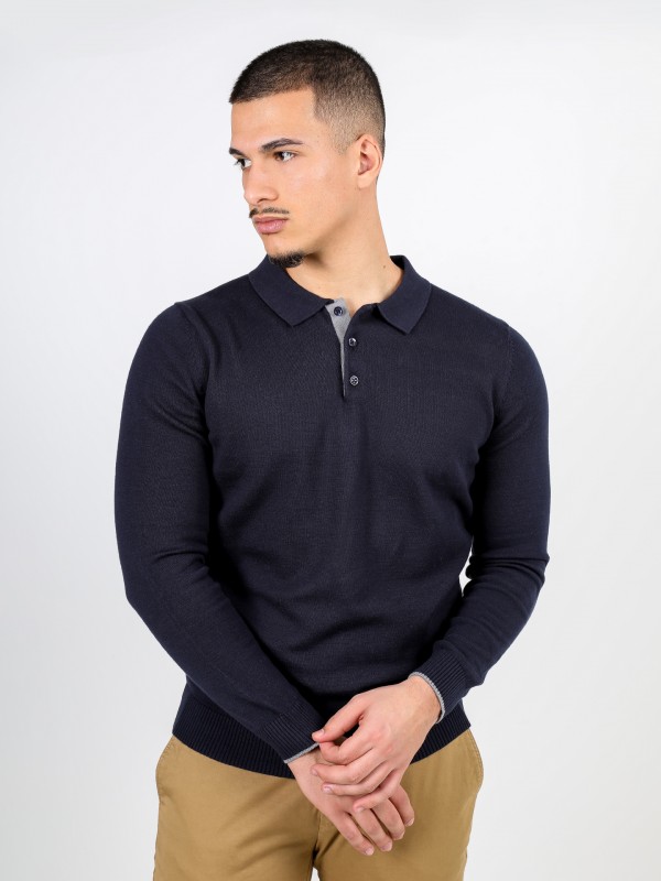 100% cotton long sleeve knitted polo