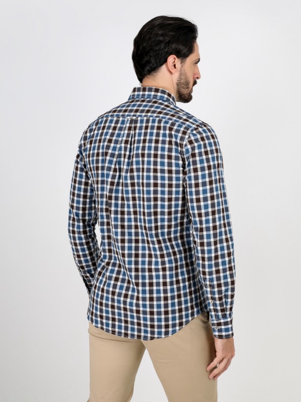 Camisa padrão xadrez com bolso Camisa padrão xadrez com bolso