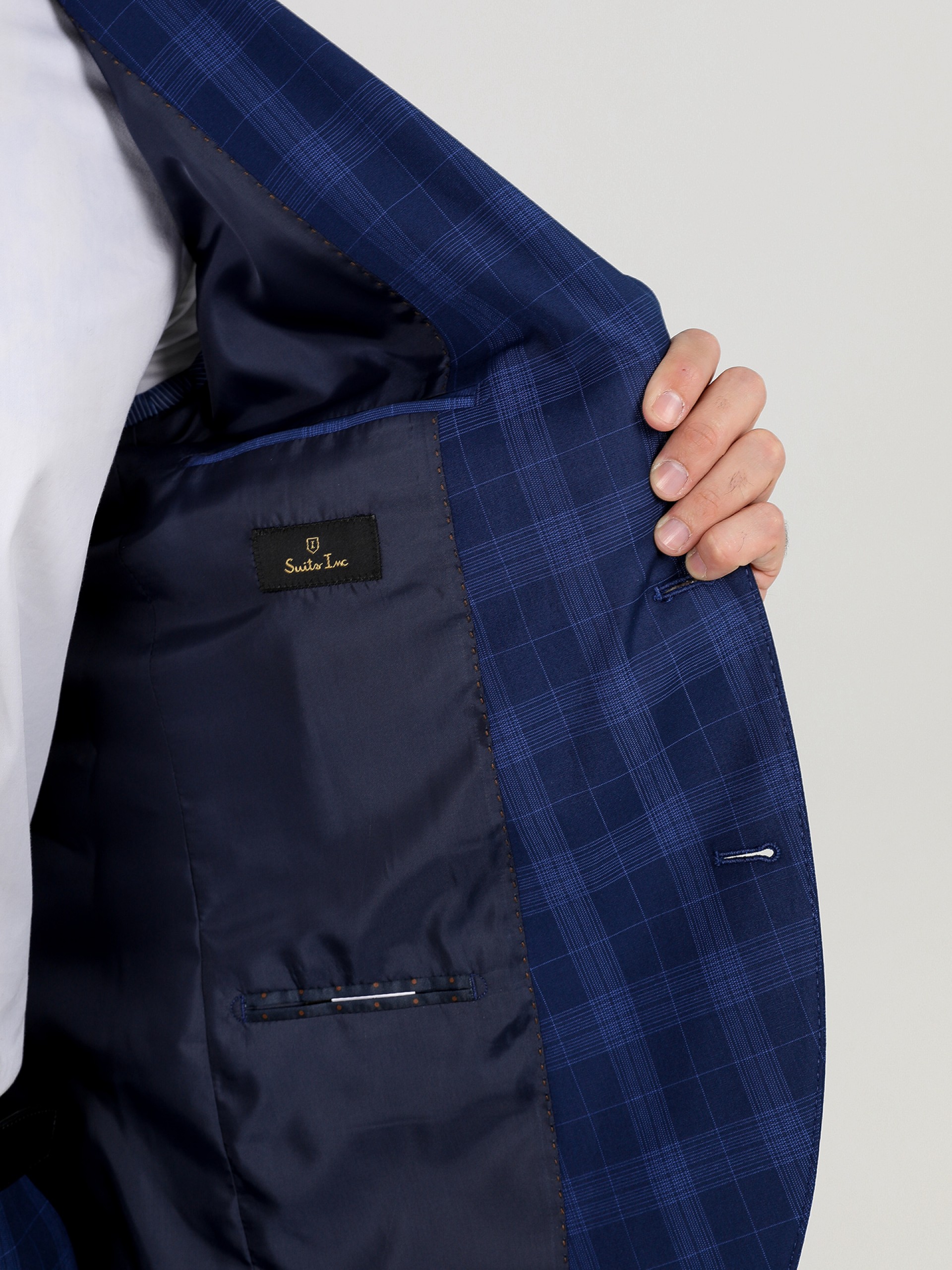 Traje de estampado cuadros regular fit