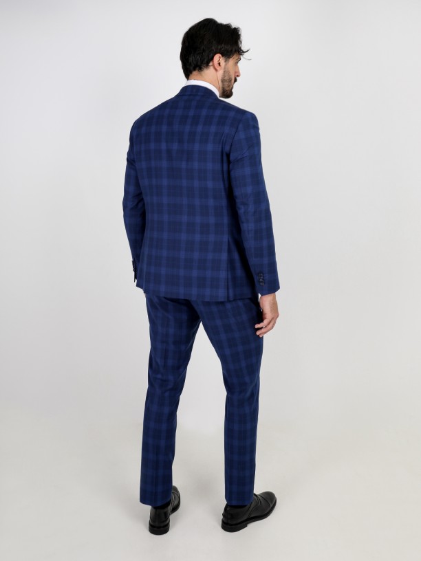 Regular fit plaid pattern suit
