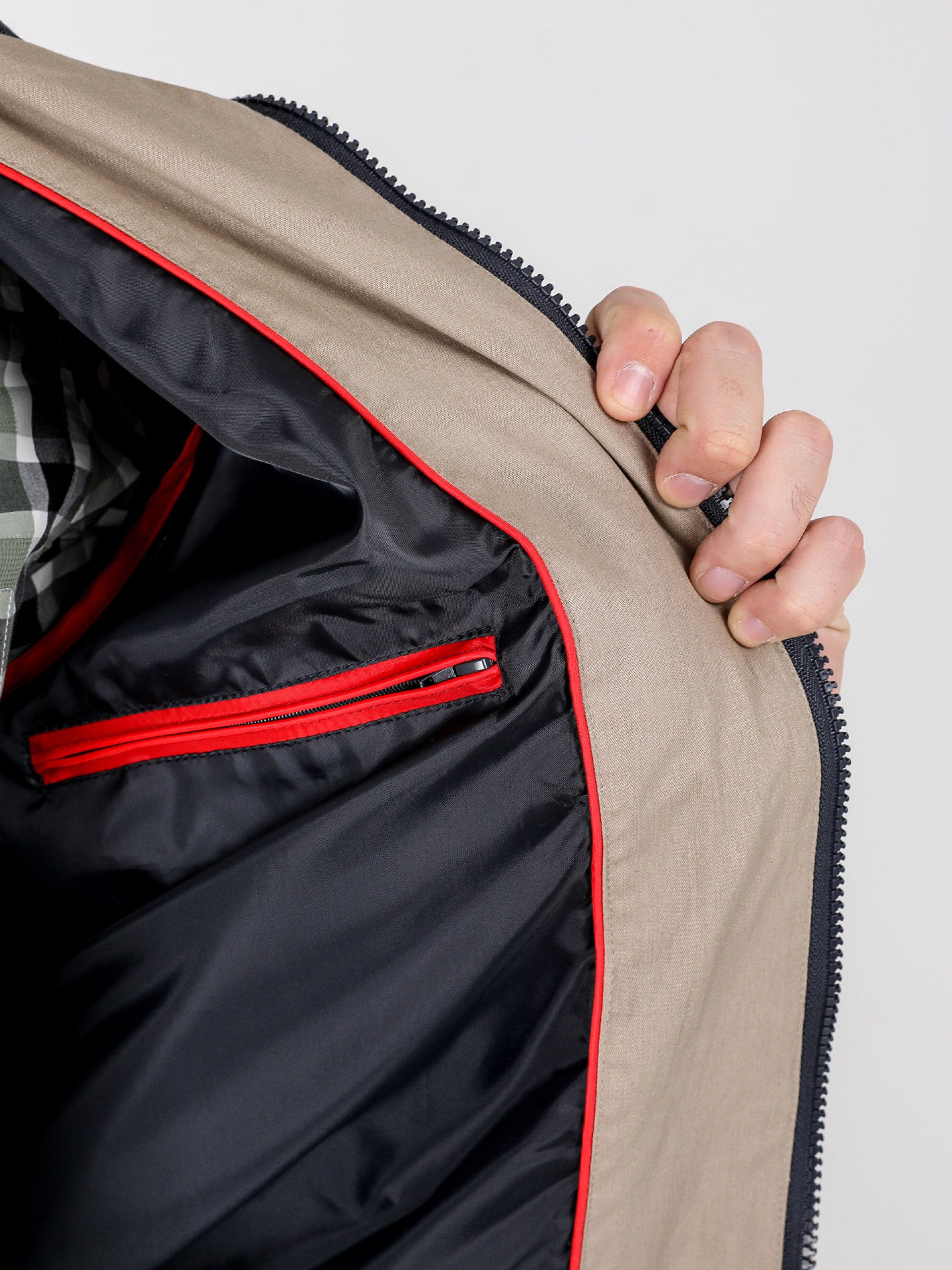 Plain cotton jacket with stand-up collar