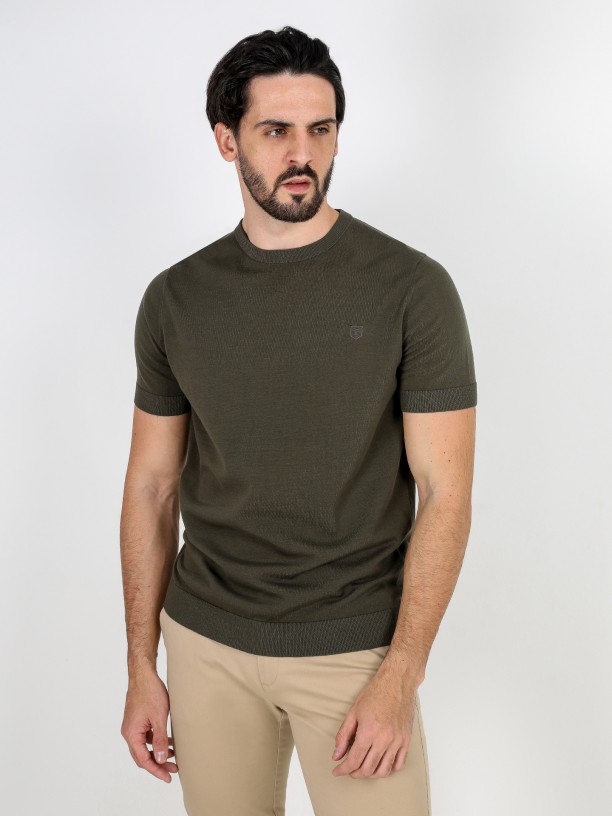 Slim knit cotton t-shirt