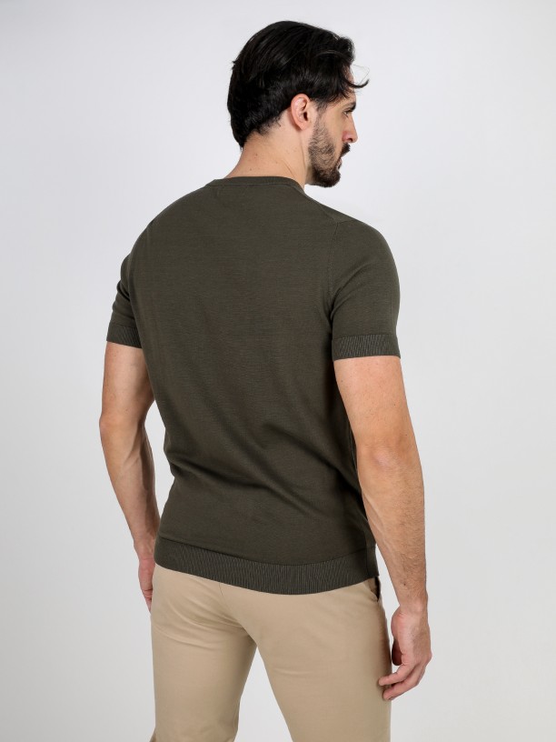 Slim knit cotton t-shirt