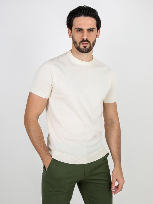Slim knit cotton t-shirt