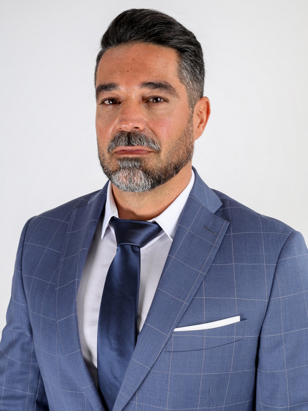 Fato de padrão xadrez slim fit 100% lã