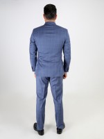 Fato de padrão xadrez slim fit 100% lã Fato de padrão xadrez slim fit 100% lã