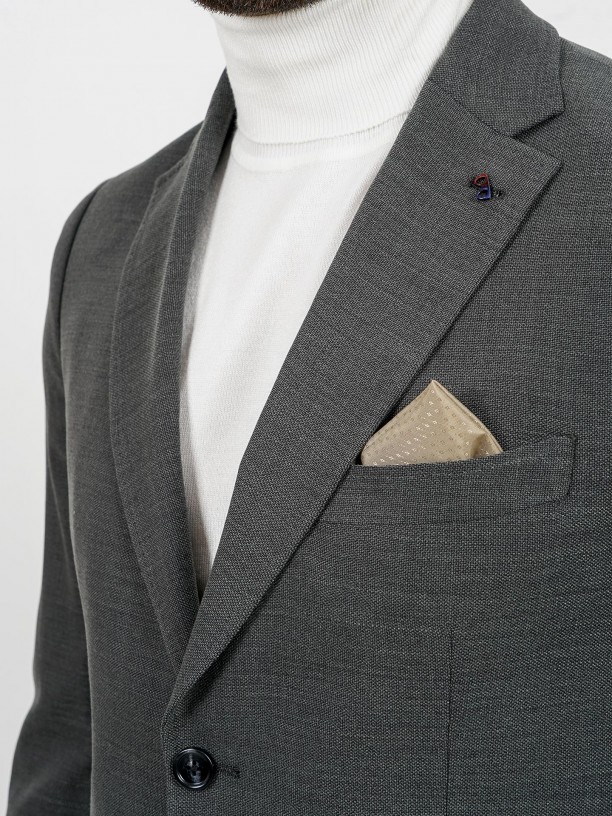 Slim fit wool plain blazer