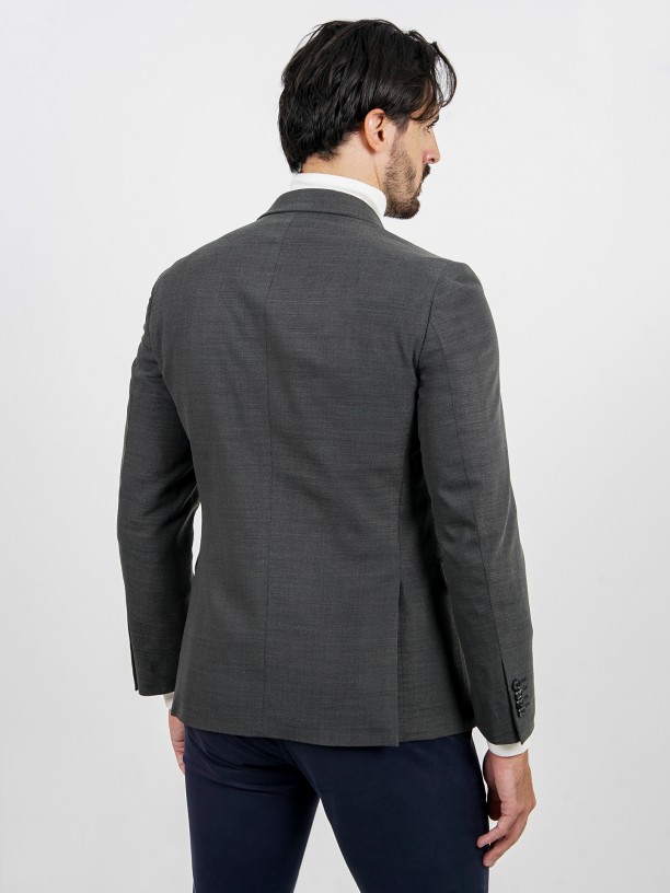 Slim fit wool plain blazer