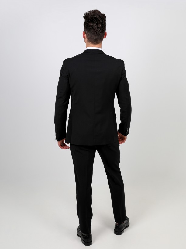 Slim fit plain wool suit