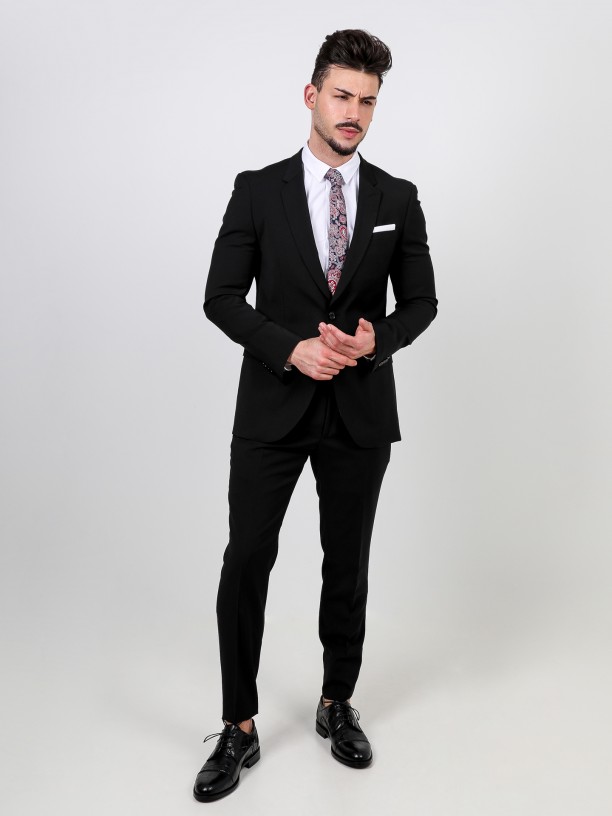 Slim fit plain wool suit