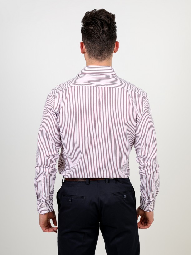 Short collar stripes elegant shirt