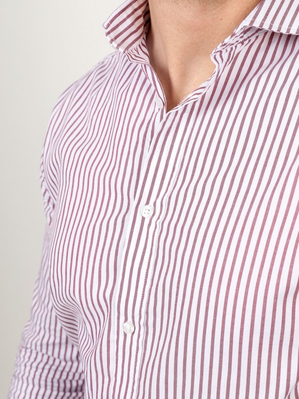 Short collar stripes elegant shirt